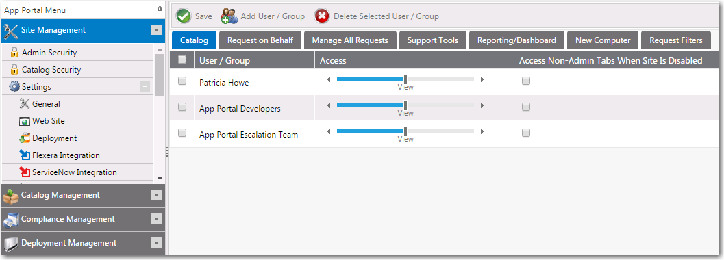Catalog Security View