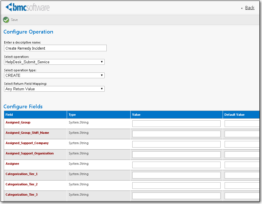 Configure Operation View for Create Remedy Incident Operation