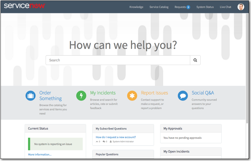 ServiceNow Service Portal Interface